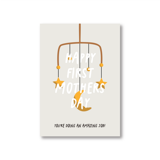 Happy First Mothers Day Card Featuring Cute Baby Mobile