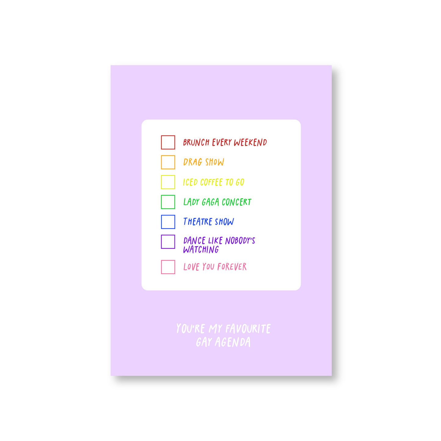 You're My Favourite Gay Agenda (Valentines Day Card)