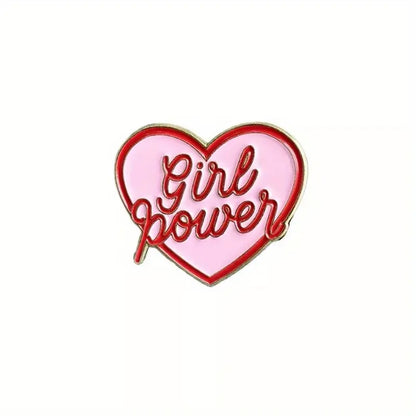 Girl Power Pink Heart Pin Badge