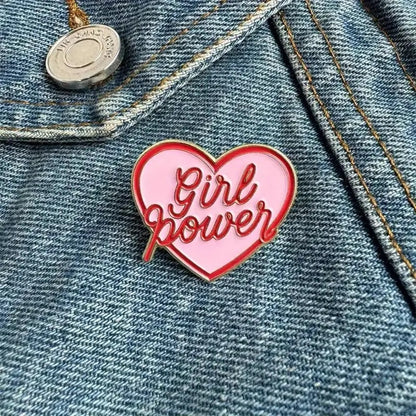 Girl Power Pink Heart Pin Badge