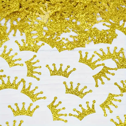 Gold & Pink Glittery Crown Confetti (100PCS)
