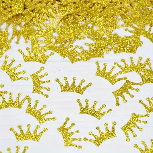 Gold & Pink Glittery Crown Confetti (100PCS)