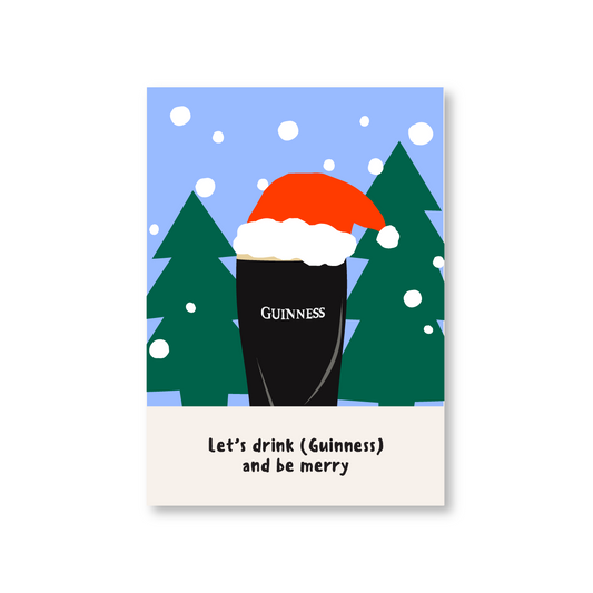 Let's drink (Guinness) and be Merry Christmas Card With Tree