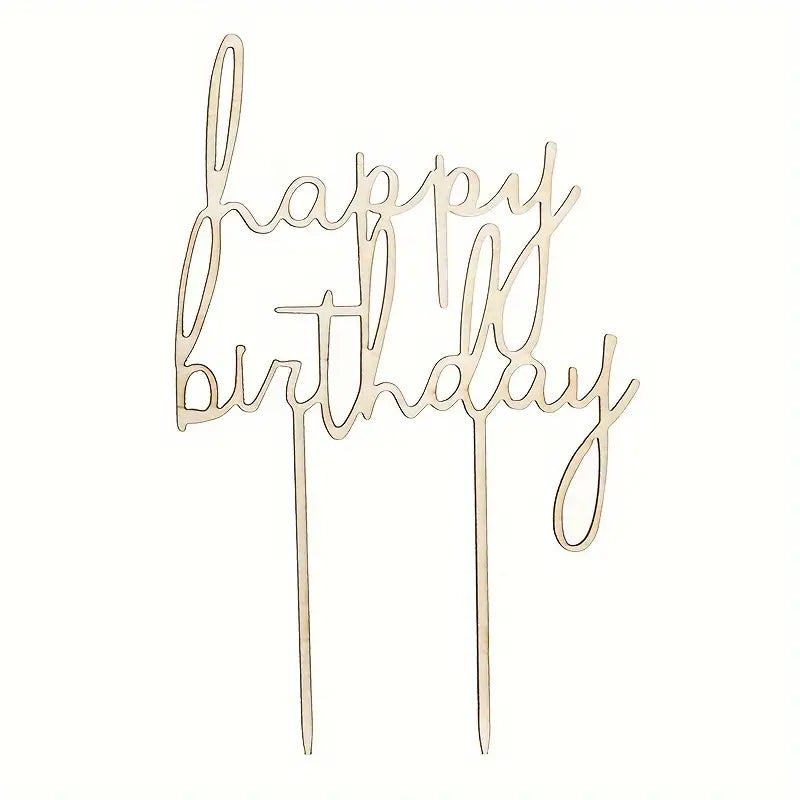 Wooden Happy Birthday Cake Topper