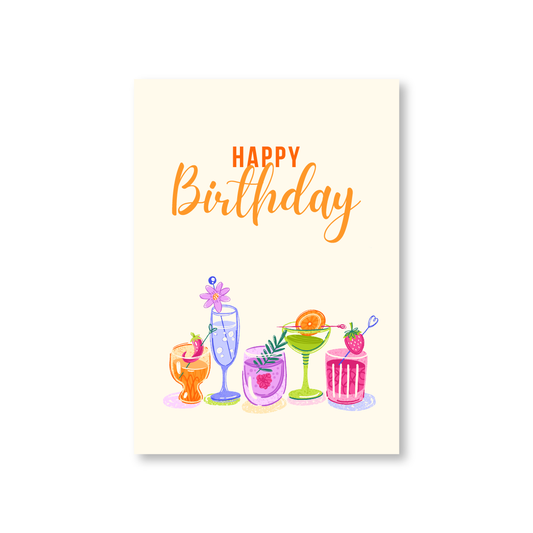 Happy Birthday Card With Cocktails