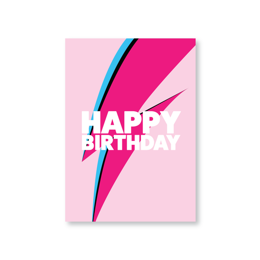 Happy Birthday Card With Vibrant Lightning Bolt