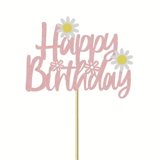 Daisy Flower Happy Birthday Cake Topper