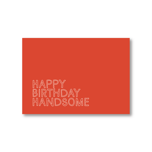 Happy Birthday Handsome Simple Red Birthday Card