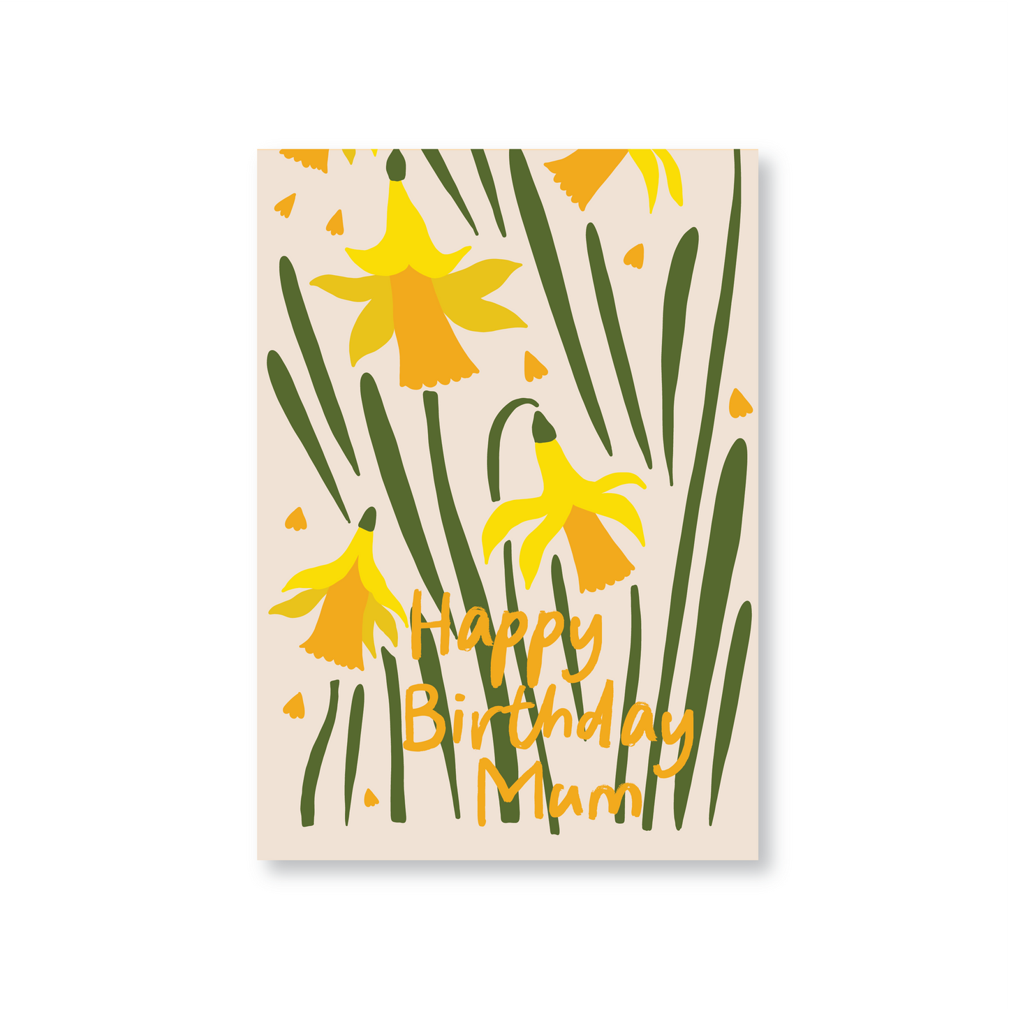 Happy Birthday Card for Mum with Bright Daffodil Illustrations