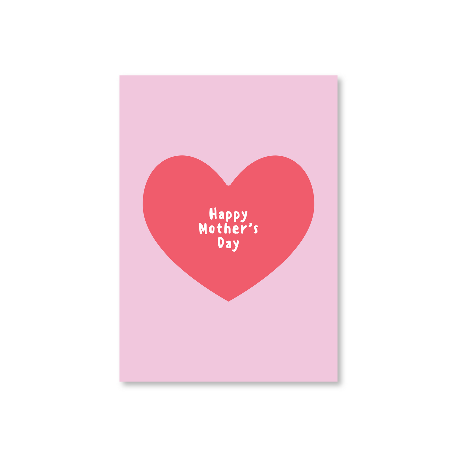 A cute Mother's Day card with a large, hand-illustrated red heart on a minimalist background, complete with envelope.