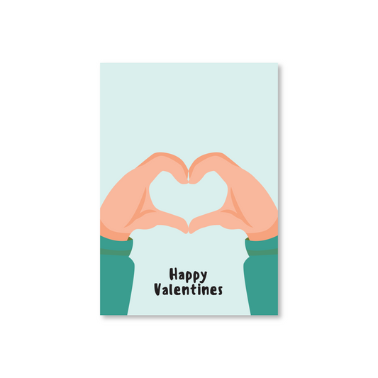 Happy Valentines Day Card With Heart Hand Gesture