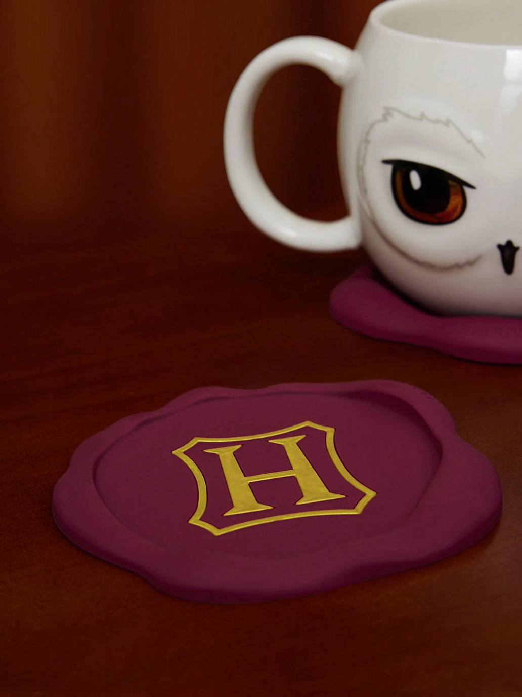 Harry Potter Wax Seal Drinks Coaster in Maroon & Gold