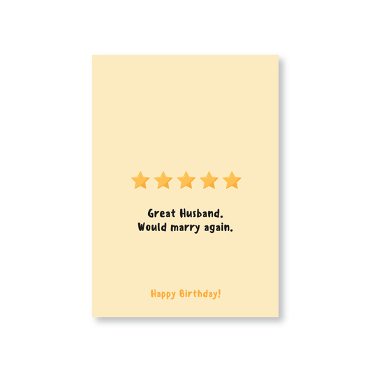 Happy Birthday To My 5 Star Husband (Happy Birthday Card)