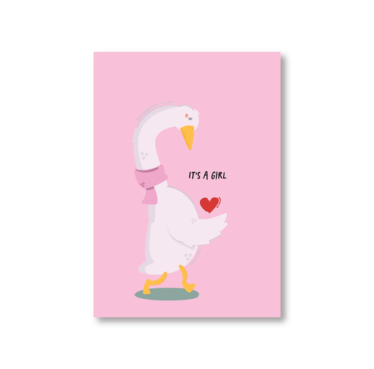 It's a Girl New Born Baby Duck Card