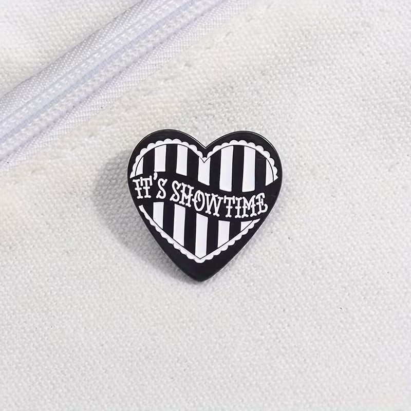 It's Showtime Gothic Heart Pin Badge