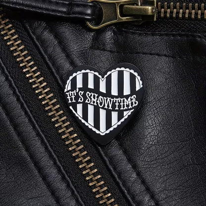 It's Showtime Gothic Heart Pin Badge