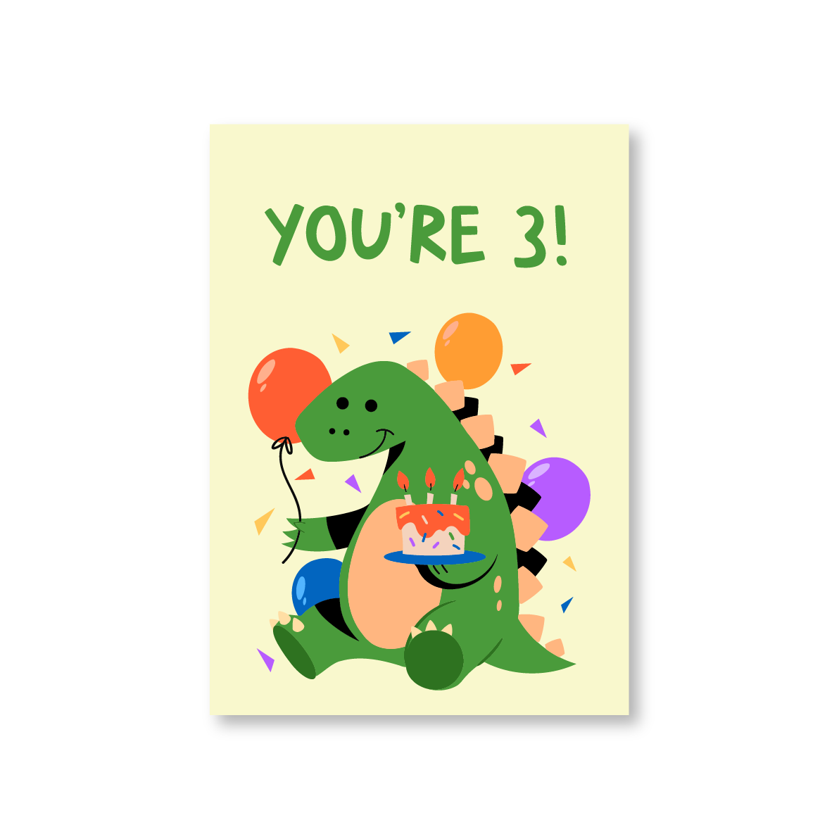 Kids Age Personalised Dinosaur Birthday Card