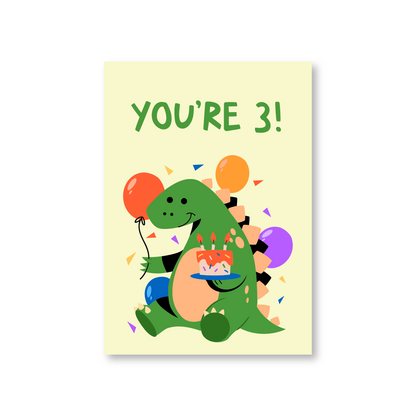 Kids Age Personalised Dinosaur Birthday Card