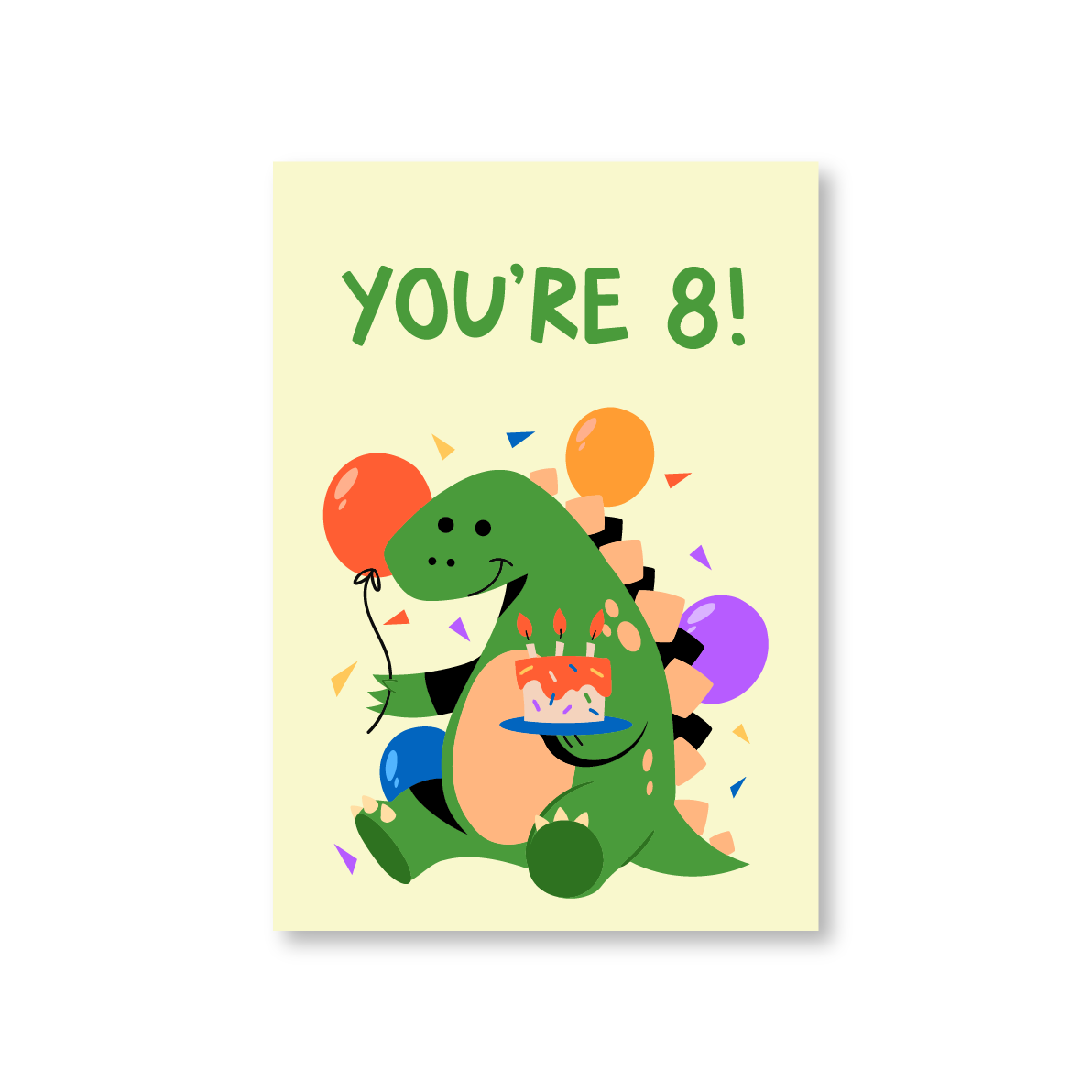 Kids Age Personalised Dinosaur Birthday Card
