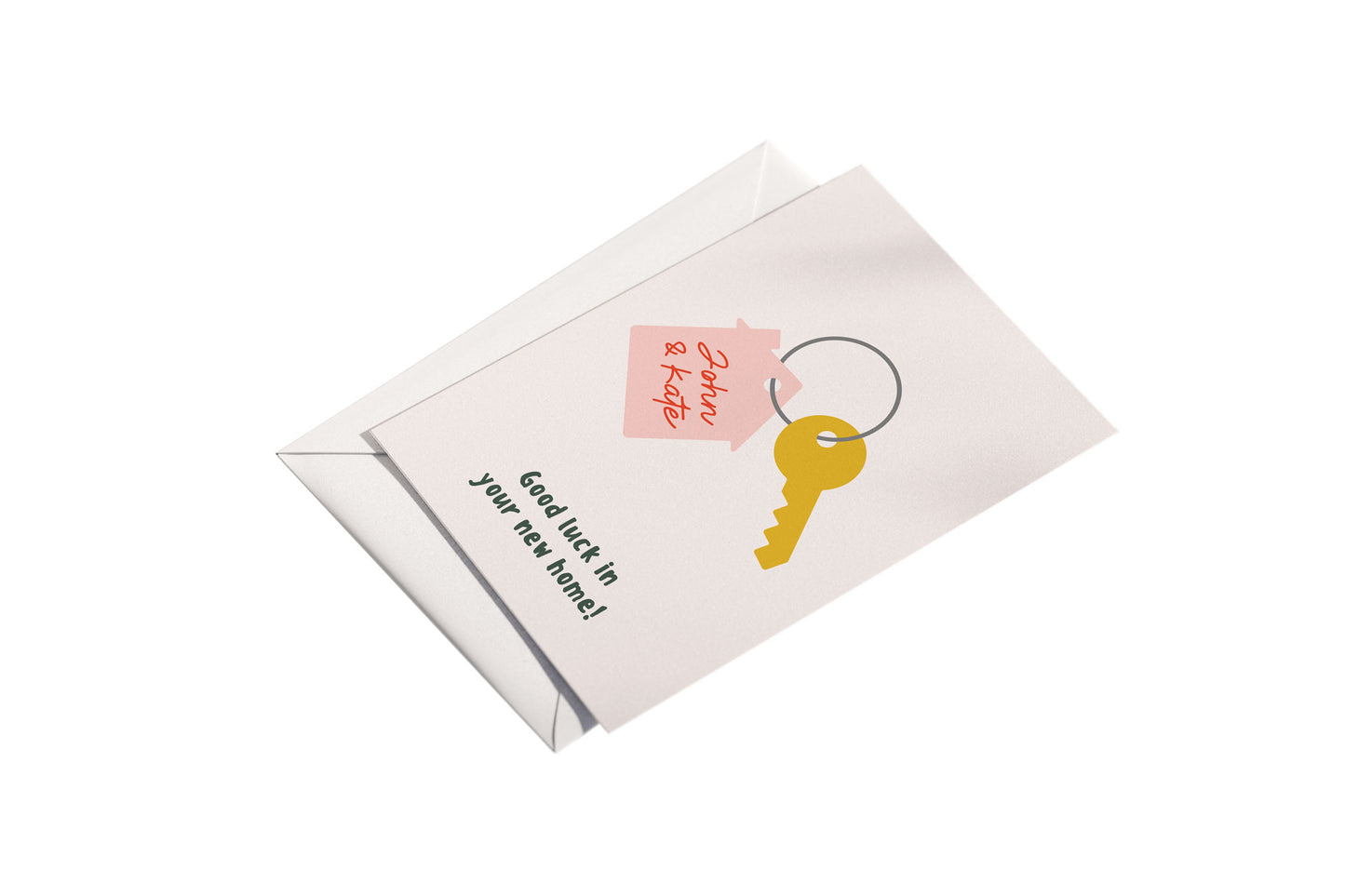 New Home Card Featuring Keys & a Keyring (Personalised)