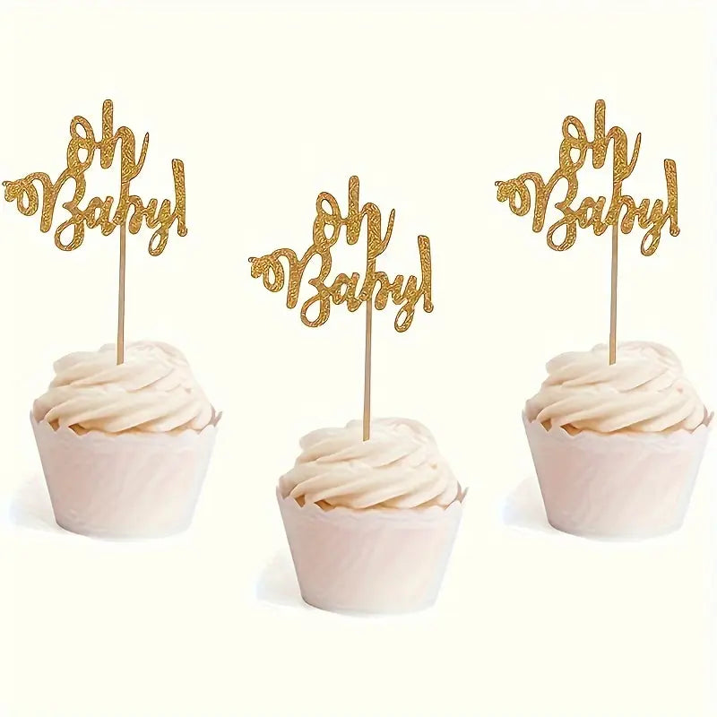 Oh Baby Baby Shower Cupcake Toppers (Pack of 12)