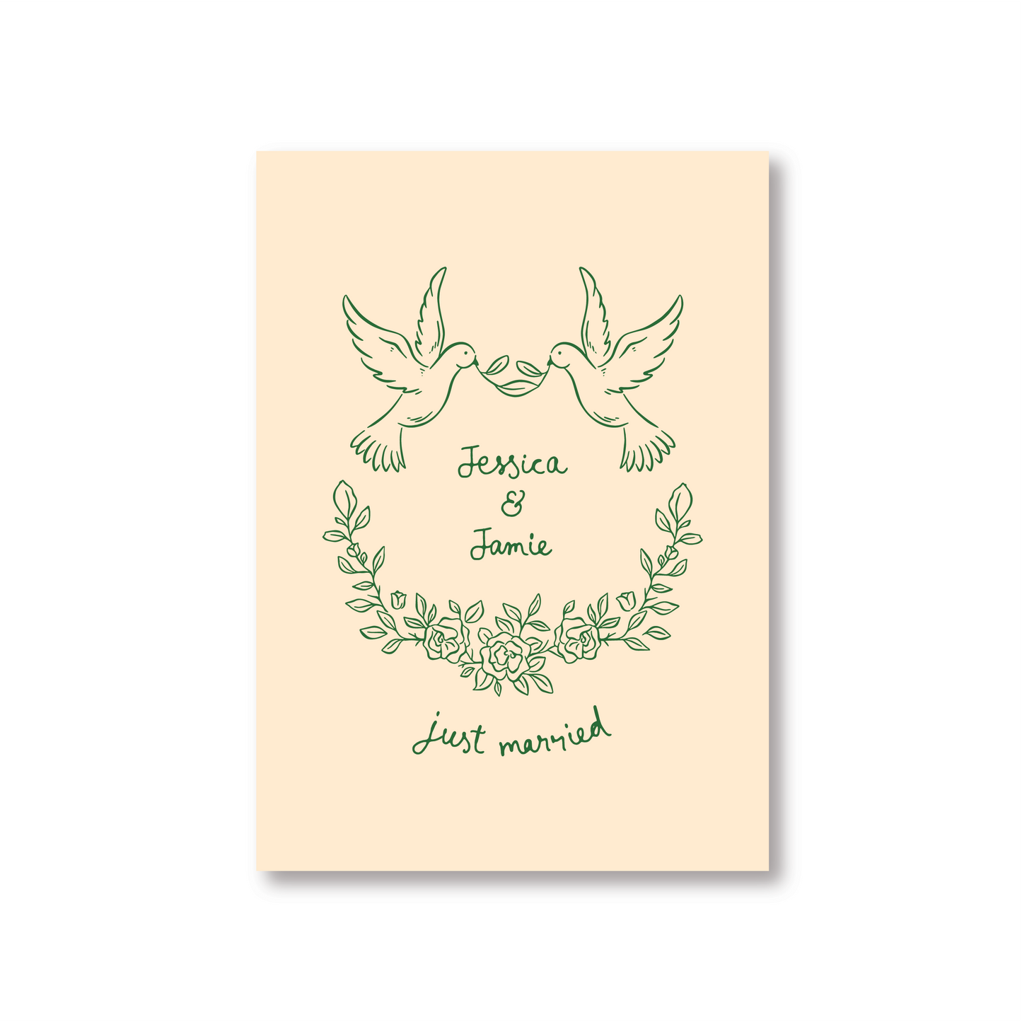 Personalised Wedding Card Ft. Doves