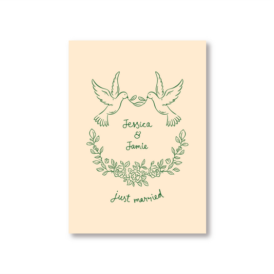 Personalised Wedding Card Ft. Doves