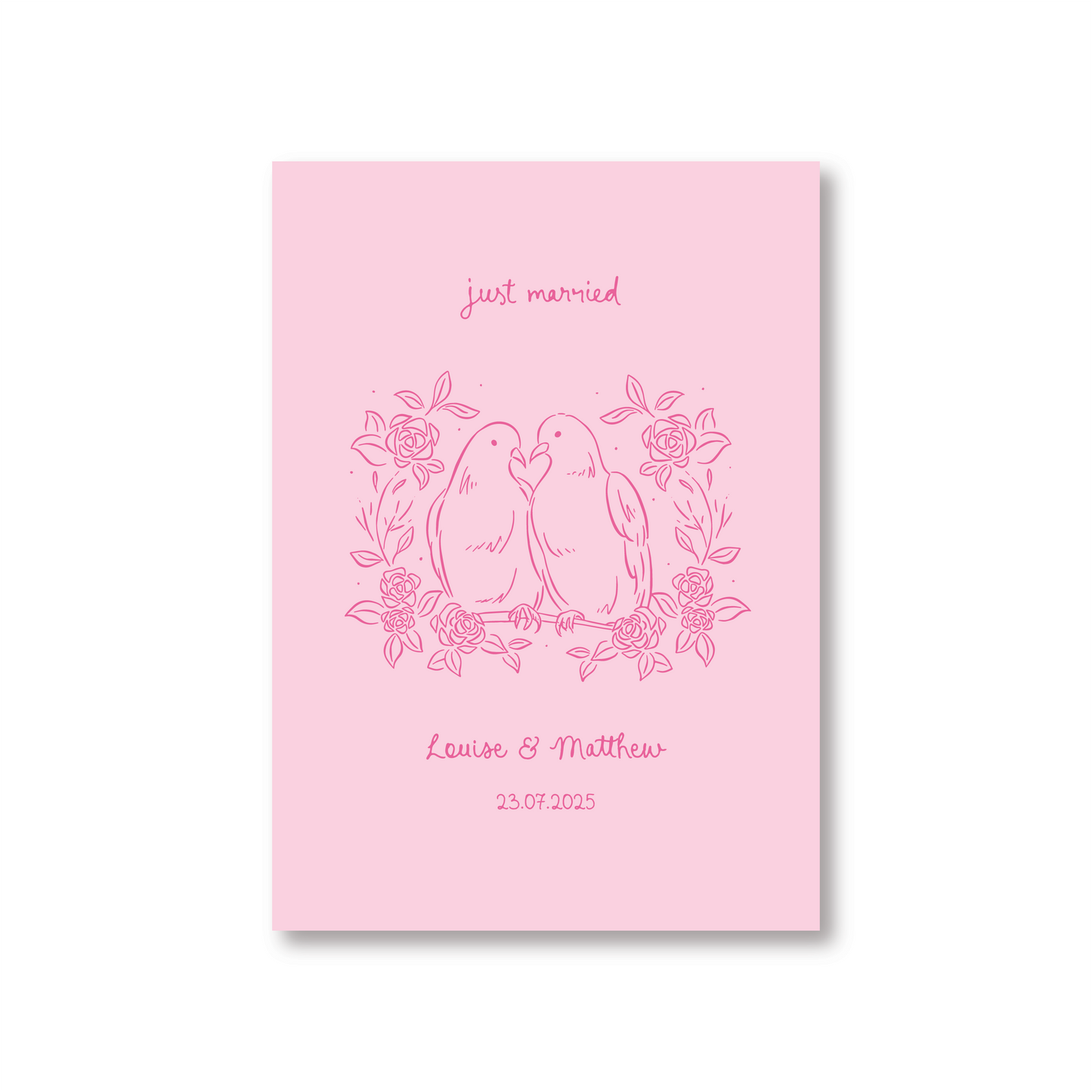 Personalised Wedding Card Featuring Pigeons