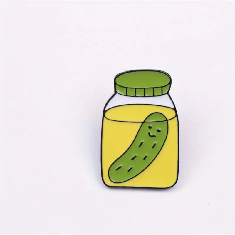 Cute Pickle In A Jar Small Pin Badge