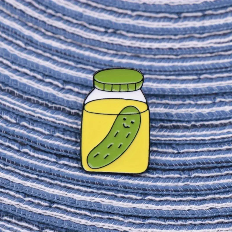 Cute Pickle In A Jar Small Pin Badge