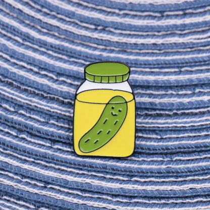 Cute Pickle In A Jar Small Pin Badge