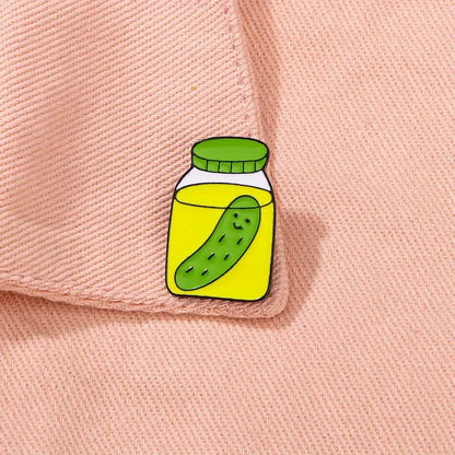 Cute Pickle In A Jar Small Pin Badge