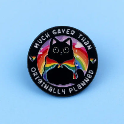 Much Gayer Than Originally Planned LGBT Cat Pin Badge