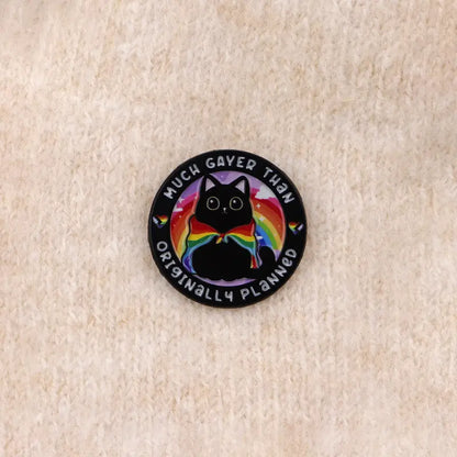 Much Gayer Than Originally Planned LGBT Cat Pin Badge
