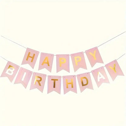 Gold And Pink Happy Birthday Banner