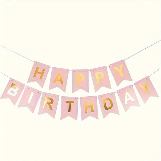 Gold And Pink Happy Birthday Banner