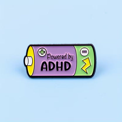 Powered By ADHD Battery Pin Badge