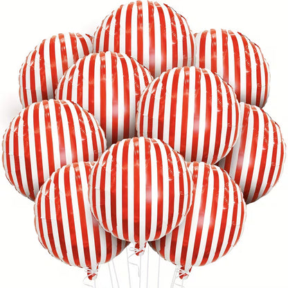 18" Red & White Stripe Party Balloons with Ribbon & Bow (Pack of 6)