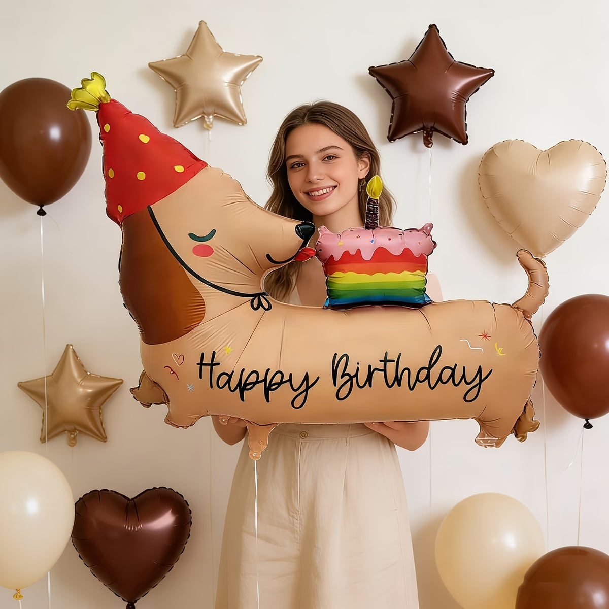37" Happy Birthday Sausage Dog Foil Balloon