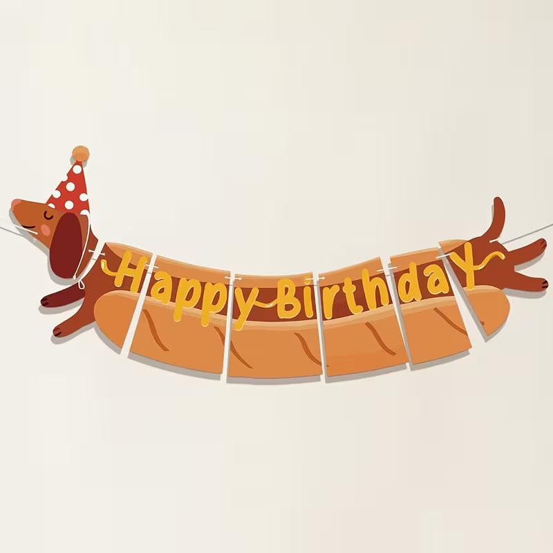 Dachshund Hot Dog Happy Birthday Banner Decoration