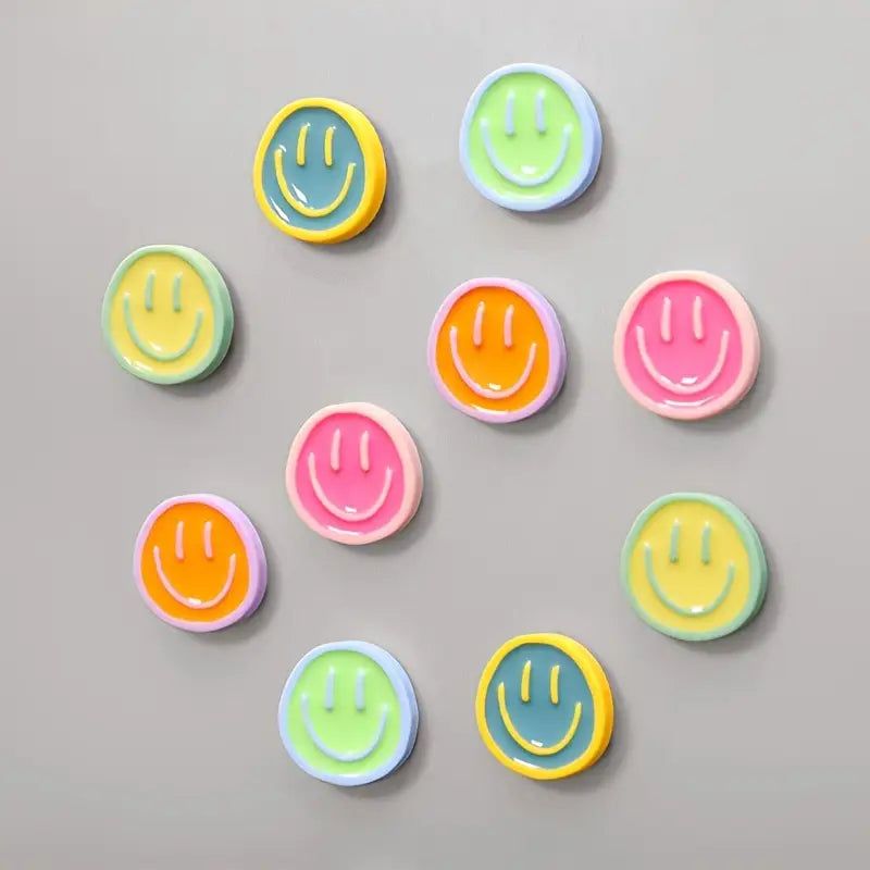 Set of 10 Smiley Face Fridge Magnets