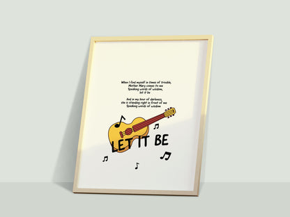 "Let It Be" By The Beatles Inspired Music Lyrics Print (Guitar)