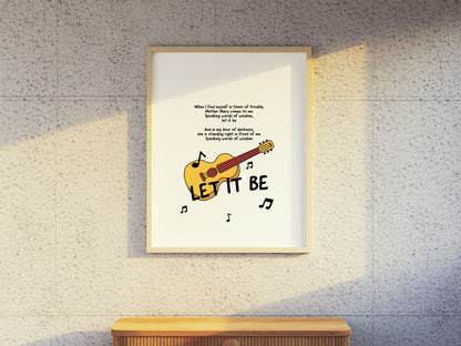 "Let It Be" By The Beatles Inspired Music Lyrics Print (Guitar)