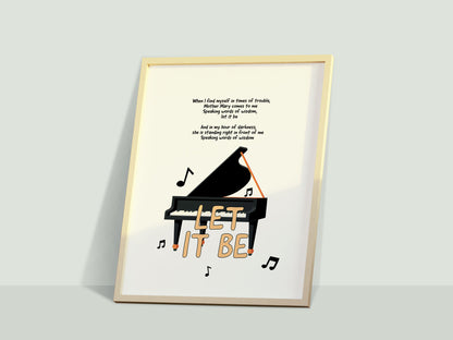 "Let It Be" By The Beatles Inspired Music Lyrics Print (Piano)