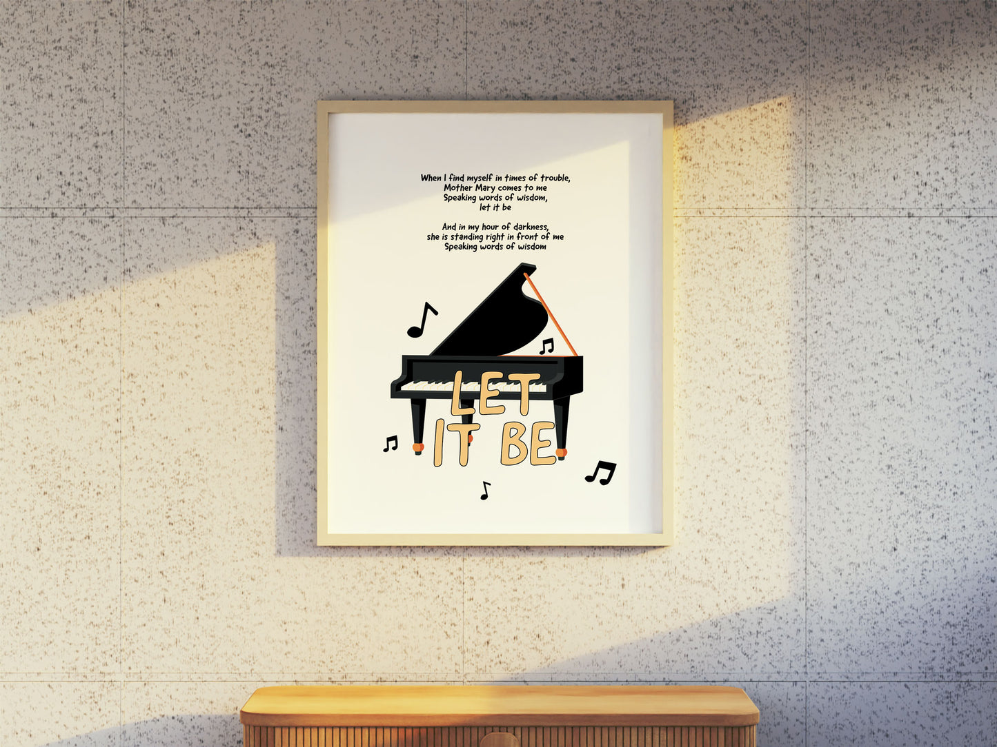 "Let It Be" By The Beatles Inspired Music Lyrics Print (Piano)