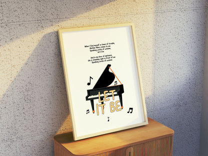 "Let It Be" By The Beatles Inspired Music Lyrics Print (Piano)