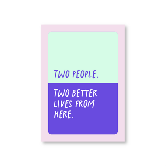 Two People. Two Better Lives From Here. Divorce Card