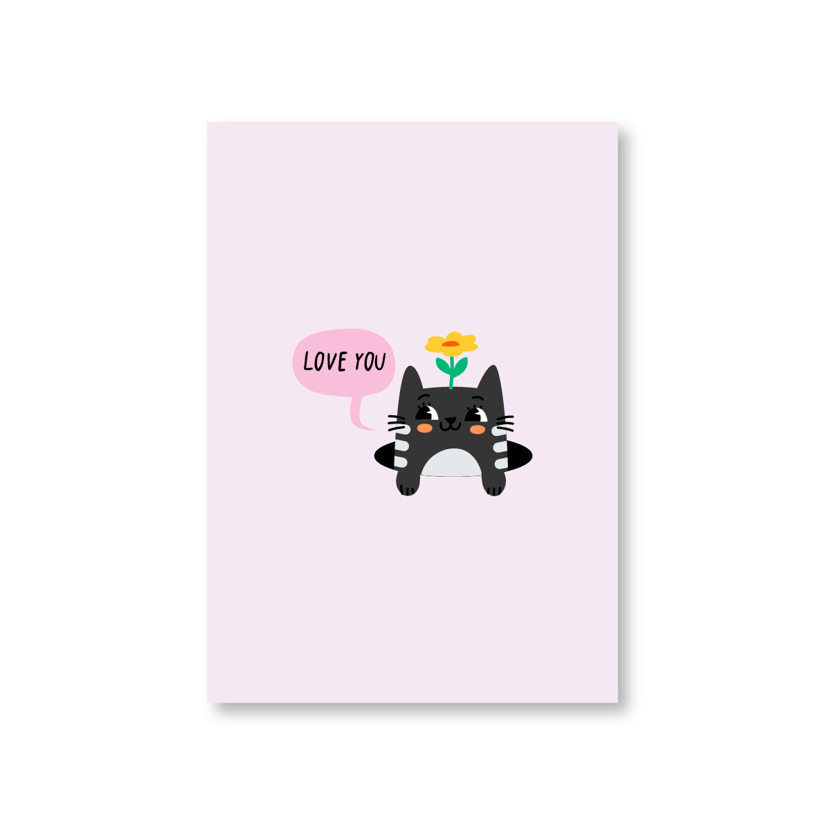 Love You Cute Cat Valentines Day Card