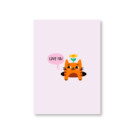 Love You Cute Cat Valentines Day Card