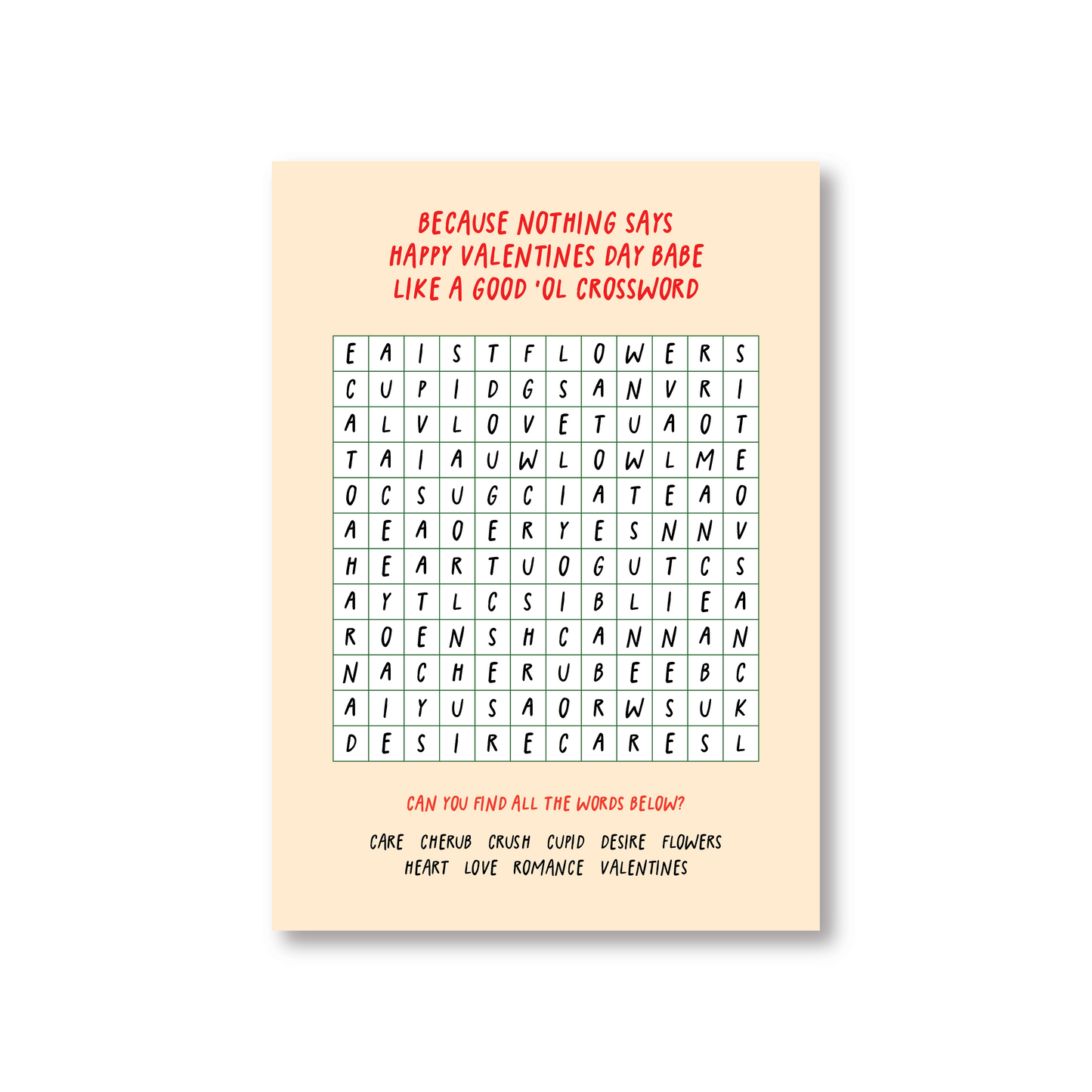 Cute Wordsearch Valentines Day Card